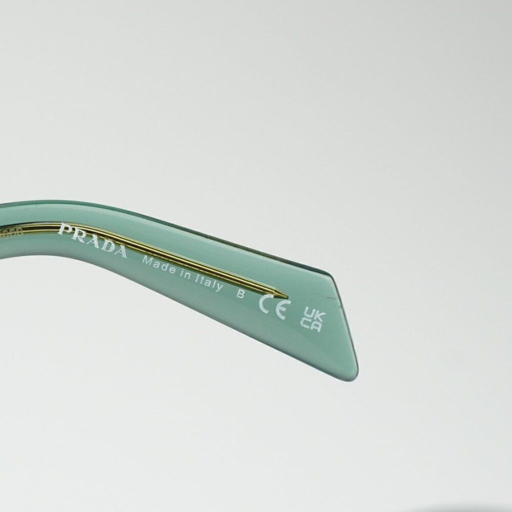 NEW Prada PR17WS 11R10E Sage Green Mirror Internal Silver Rectangle Sunglasses - Picture 12 of 14